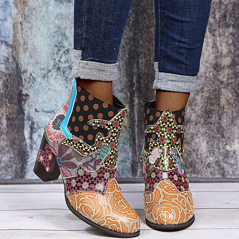 Boots Fashion Women Printed Color Block Heel Vintage High Floral Patchwork Side Zipper Western Shoes Office Lady, Beige
Boots Fashion Women Printed Color Block Heel Vintage High Floral Patchwork Side Zipper Western Shoes Office Lady, Beige