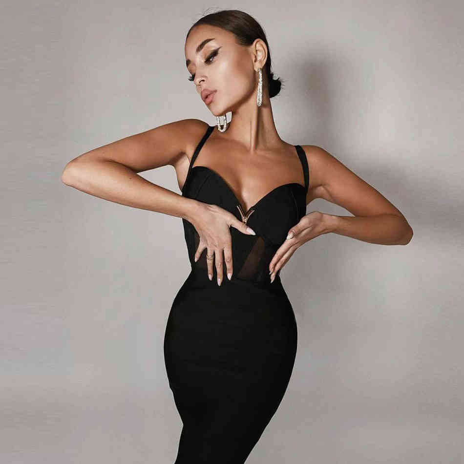 Summer Lace Pink Bandage Dress Women Sexy Spaghetti Strap Black Bodycon Club Elegant Celebrity Runway Party Dresses 210423