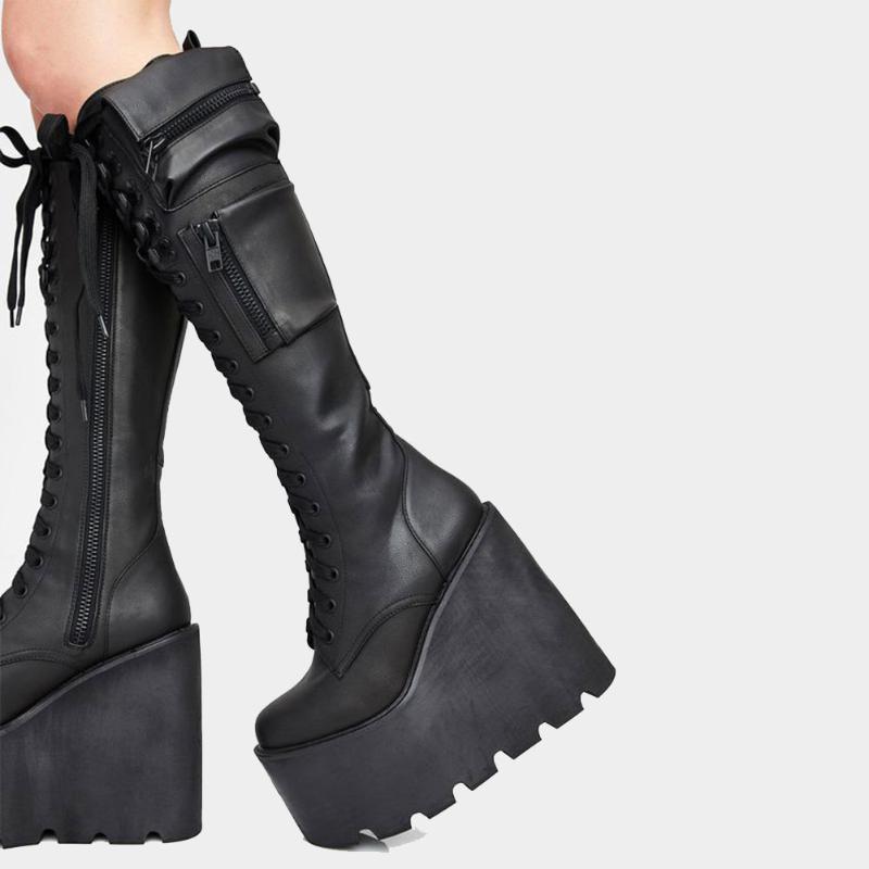 Boots GIGIFOX Brand Design Big Size Extreme High Heels Black Gothic Halloween Cosplay Street Cool Pocket Combat Women Shoes
Boots GIGIFOX Brand Design Big Size Extreme High Heels Black Gothic Halloween Cosplay Street Cool Pocket Combat Women Shoes