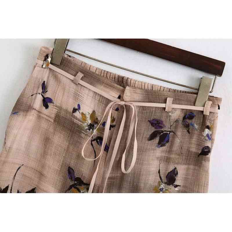 vintage women floral straight long pants fashion ladies elegant boho trouser casual female loose split pant girls chic 210430