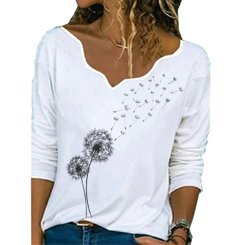Fashion Dandelion Printed Women Tshirt Casual V Neck Long Sleeve Tee Shirt Tops Spring Streetwear Ladies Plus Size 210526, Black
Fashion Dandelion Printed Women Tshirt Casual V Neck Long Sleeve Tee Shirt Tops Spring Streetwear Ladies Plus Size 210526, Black
