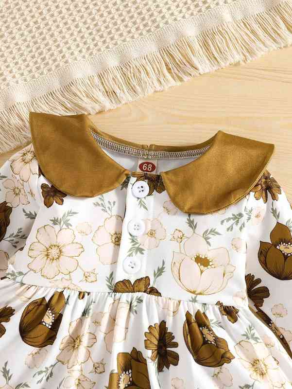 Baby Floral Print Statement Collar Dress SHE