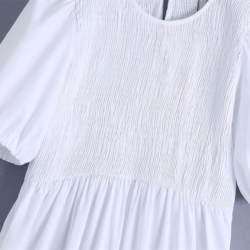 Sweet Women O Neck High Waist Dress Summer Fashion Ladies Preppy Style Fresh Female Honeycomb Grid Midi 210515