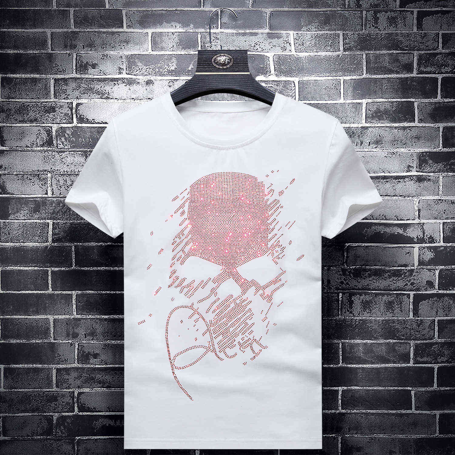 Bright s Red Skulls T Shirts Men Short Sleeve Fashion Clothing Streetwear O Neck Modal Cotton Calaveras Camiseta 210629