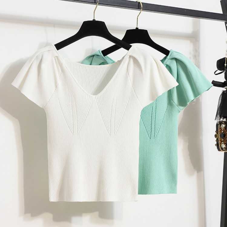 Korean Women V-Neck Knitted Petal Sleeve Sexy T-Shirts Crop Tops Girls Knitting Stretchy Cropped Sheath Tee Shirts Female 210526, Photo color
Korean Women V-Neck Knitted Petal Sleeve Sexy T-Shirts Crop Tops Girls Knitting Stretchy Cropped Sheath Tee Shirts Female 210526, Photo color