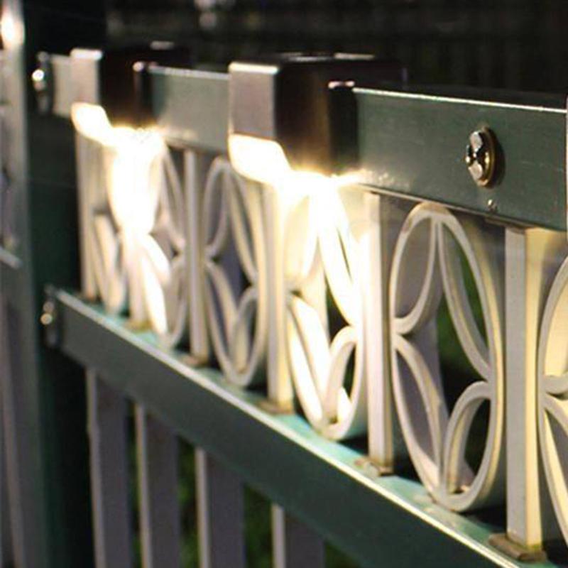 Solar Lamps 4pcs LED Deck Lights IP65 Waterproof Outdoor Garden Pathway Patio Stairs Steps Fence Black Shell + Warm White Light