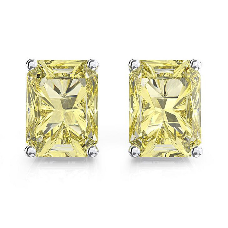 Sterg Sier Princess Cut Multicolor Zircon Gemstone Stud Earrings: Handmade Jewelry for Women
