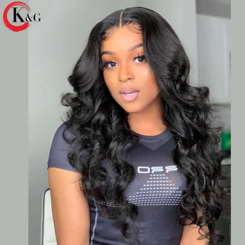 Lace Wigs KUNGANG Highlight T-part Front Human Hair Wave 150% Density With Baby Brazilian Middle women wigs