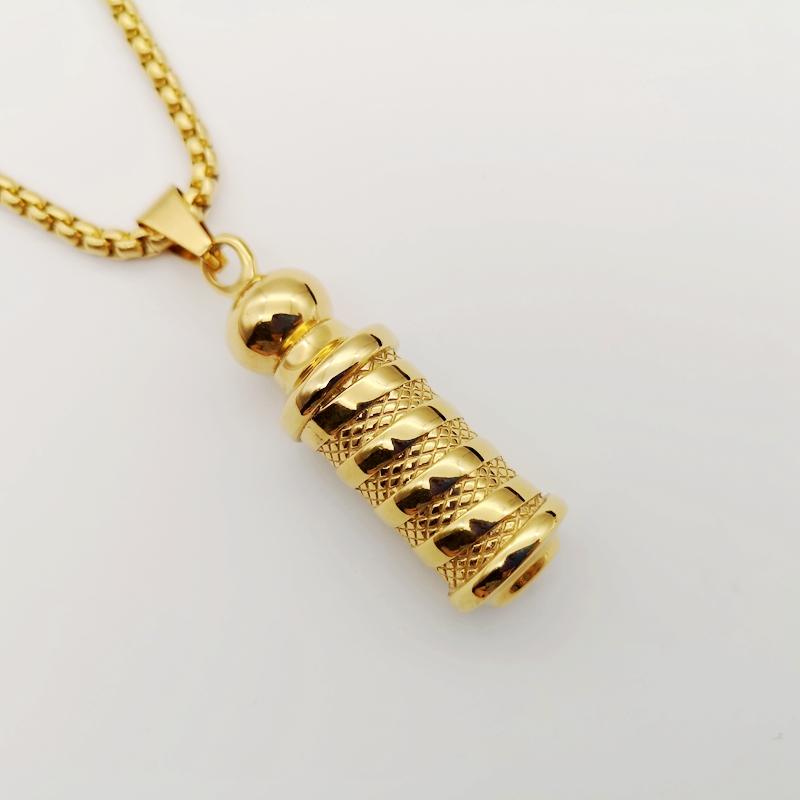 Pendant Necklaces Gold Color Stainless Steel Carved Cylinder Necklace Unique Fashion Jewelry Barber Shop Circular Column
Pendant Necklaces Gold Color Stainless Steel Carved Cylinder Necklace Unique Fashion Jewelry Barber Shop Circular Column