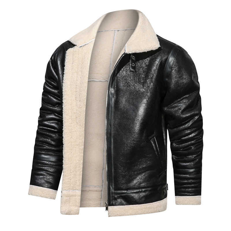 Atumn Winter Thick Leather Jackets Men Fashion Lapel Collar Faux PU Coats Mens Casual Warm High Quality Outwear Male 211018