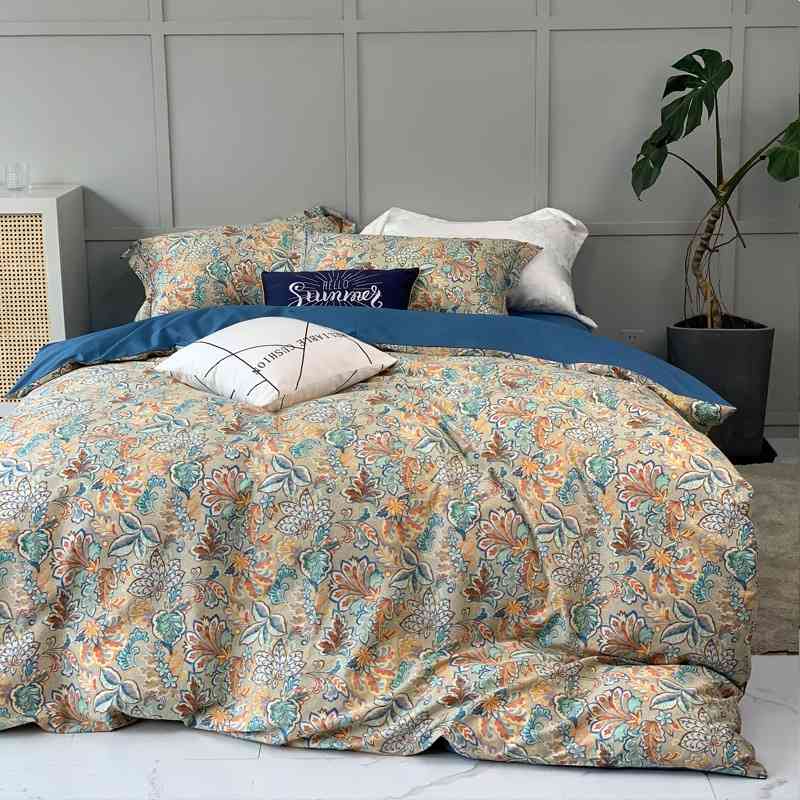 Summer quality American print 40 thread count four piece cotton fitted sheet set home stay bedding, Taupe
Summer quality American print 40 thread count four piece cotton fitted sheet set home stay bedding, Taupe