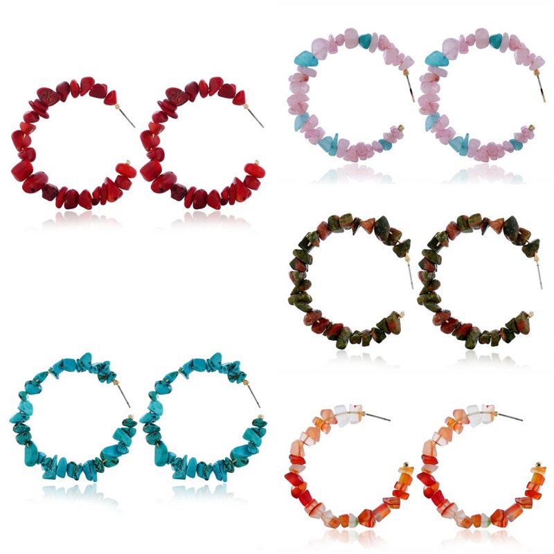 Colorful Natural Stone Geometric Earrings Irregular Stone Beaded Earrings Circle Hoop Earrings Fashion Jewelry for Women Girls 778 R2, Golden;silver
Colorful Natural Stone Geometric Earrings Irregular Stone Beaded Earrings Circle Hoop Earrings Fashion Jewelry for Women Girls 778 R2, Golden;silver