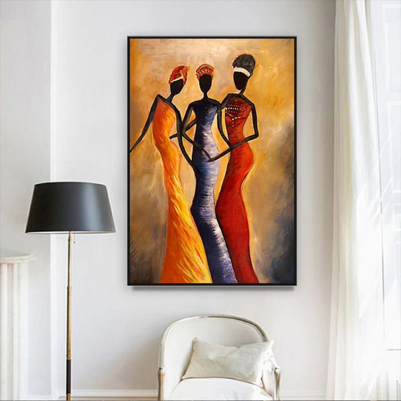 Canvas Print African Woman Portrait Oil Painting Scandinavian Posters and Prints Canvas Wall Art Pictures for Living Room Decor