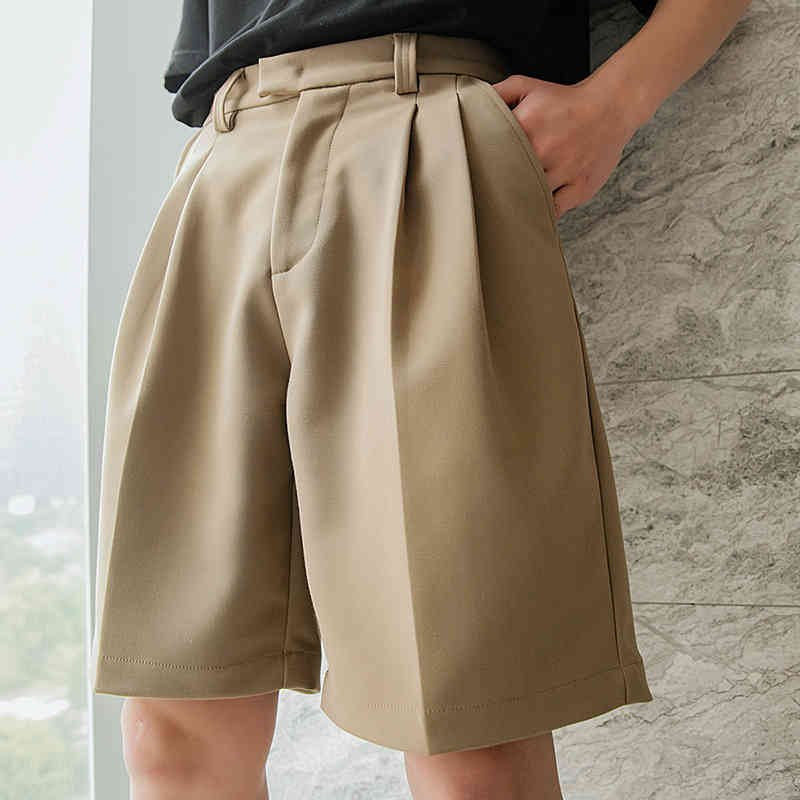 IEFB Men's Summer Suit Shorts Korean Streetwear Fashio Loose Straight Knee Length Pants Wide Leg Bottoms 9Y6711 210524