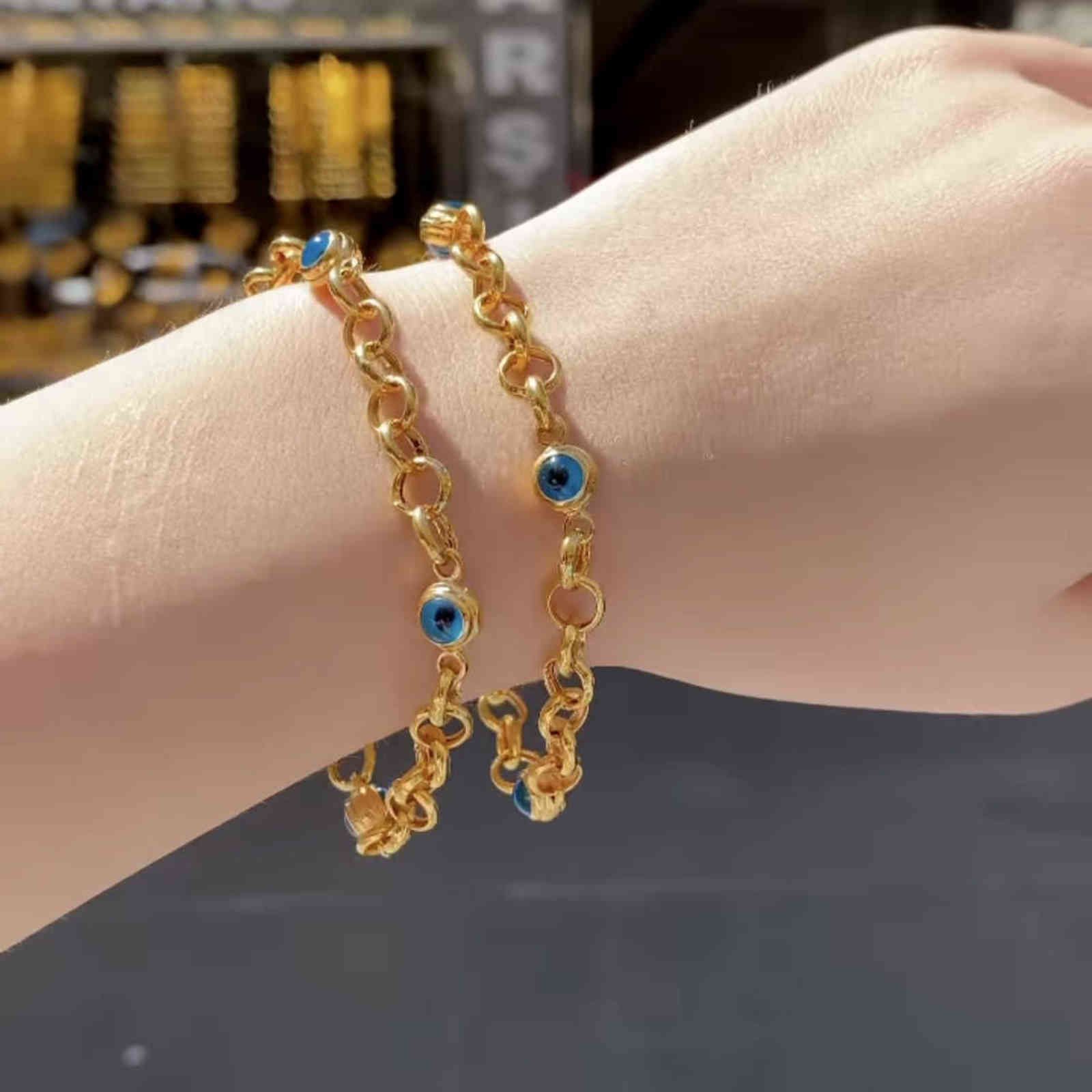 Turkish Evil Eye Chain Bracelets Ottoman Totem Design Charm Bracelet Gold Plated Bridal Hand Bangles Muslim Women Lucky Jewelry
Turkish Evil Eye Chain Bracelets Ottoman Totem Design Charm Bracelet Gold Plated Bridal Hand Bangles Muslim Women Lucky Jewelry