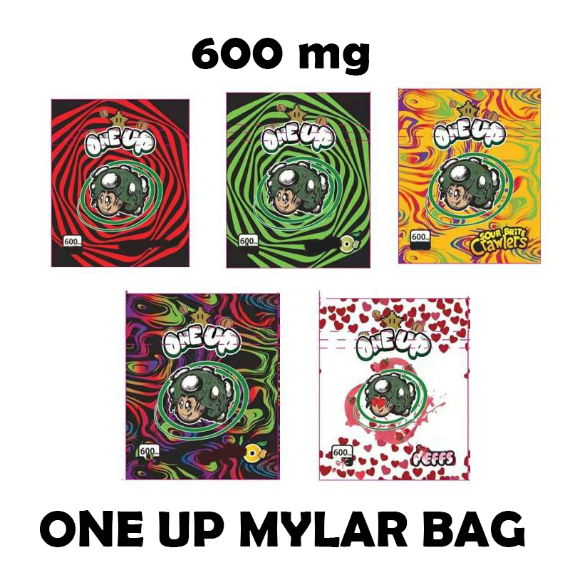 ONE UP 600MG medicated Mylar Bags Sour Brite Crawlers Apple Watermelon Peachie Strawberry Smell Proof Edibles Gummies Packaging
ONE UP 600MG medicated Mylar Bags Sour Brite Crawlers Apple Watermelon Peachie Strawberry Smell Proof Edibles Gummies Packaging