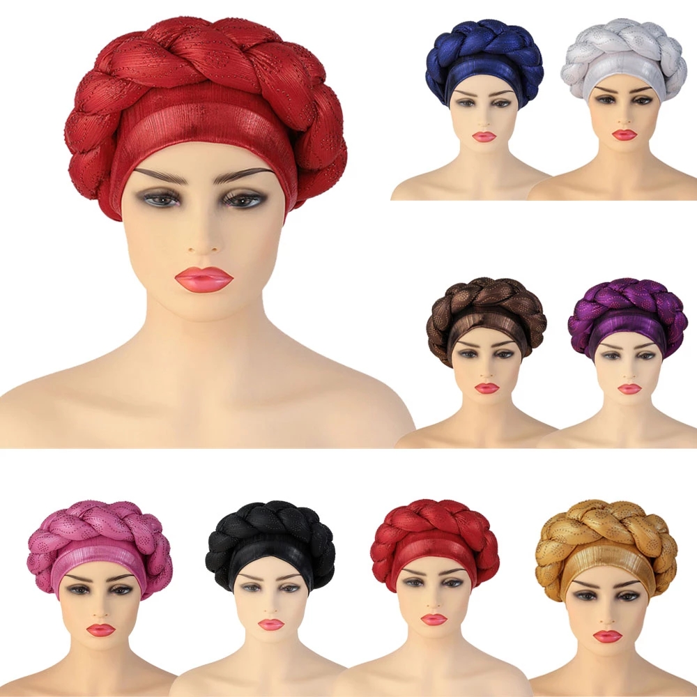 Muslim Women Headtie Gele Turban With Stones Hat African Women Head-Wrap Cap Auto Gele Female Nigerian Turban Gele Already Made, Mixed color
Muslim Women Headtie Gele Turban With Stones Hat African Women Head-Wrap Cap Auto Gele Female Nigerian Turban Gele Already Made, Mixed color