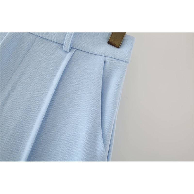 causal women pocket shorts summer fashion ladies sky blue elegant female zipper chic girls short 210430