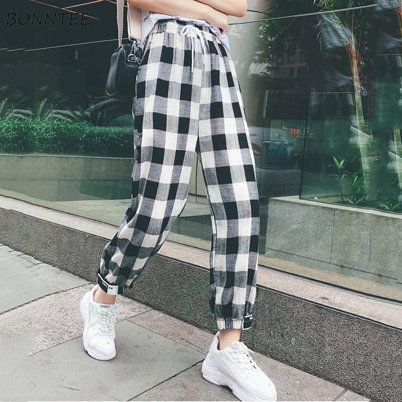 Pants Women Leisure Ankle-Length Harem Trousers Elastic High Waist Pockets Womens Loose Ulzzang All-match Student Plaid Harajuku Woman & Capris
Pants Women Leisure Ankle-Length Harem Trousers Elastic High Waist Pockets Womens Loose Ulzzang All-match Student Plaid Harajuku Woman & Capris