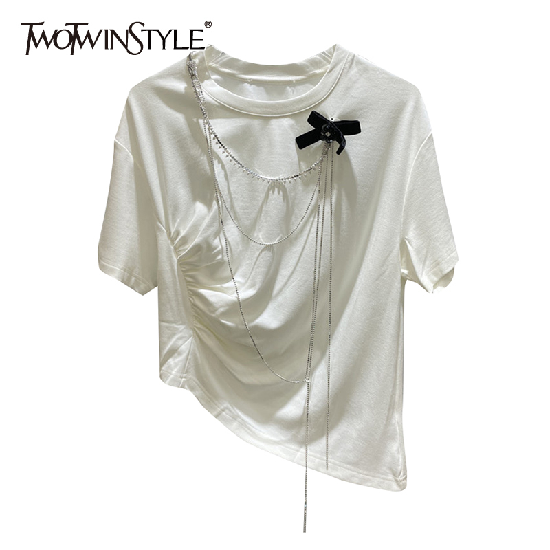 TWOWINSYLE White Patchwork Chian Bowknot Shirt For Women O Neck Short Sleeve Ruched Slim Casual Shirts Female Fashion 210524, Black
TWOWINSYLE White Patchwork Chian Bowknot Shirt For Women O Neck Short Sleeve Ruched Slim Casual Shirts Female Fashion 210524, Black
