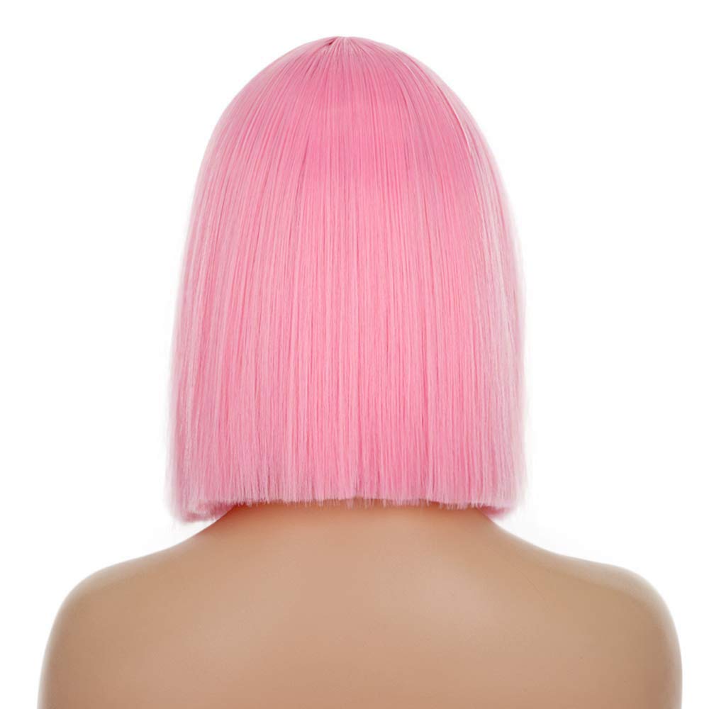 Woemns Short Hair Synthetic Straight Bob Middle Part Wig Middle Part Shoulder Length Fashion Wigs for Women Cosplay