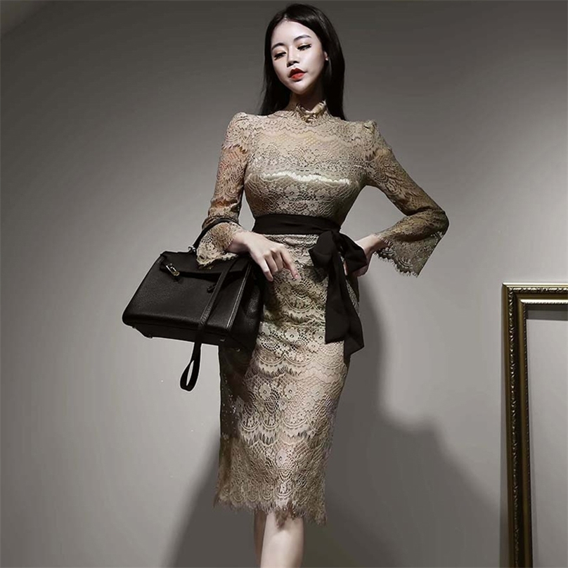 Winter in the temperament of han edition cultivate one's morality long lace-up, backing waist lace skirt dress 210602, Khaki
Winter in the temperament of han edition cultivate one's morality long lace-up, backing waist lace skirt dress 210602, Khaki