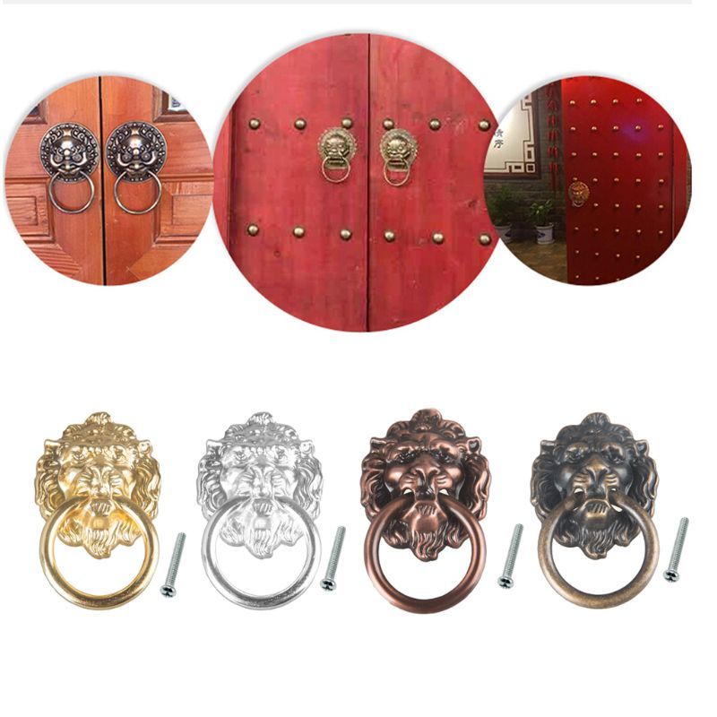 Ancient brass bronze lion's head Shape Simple Gaul Jewelry Chest Box Loading cabinet Handle Pull button Ring 4 color
