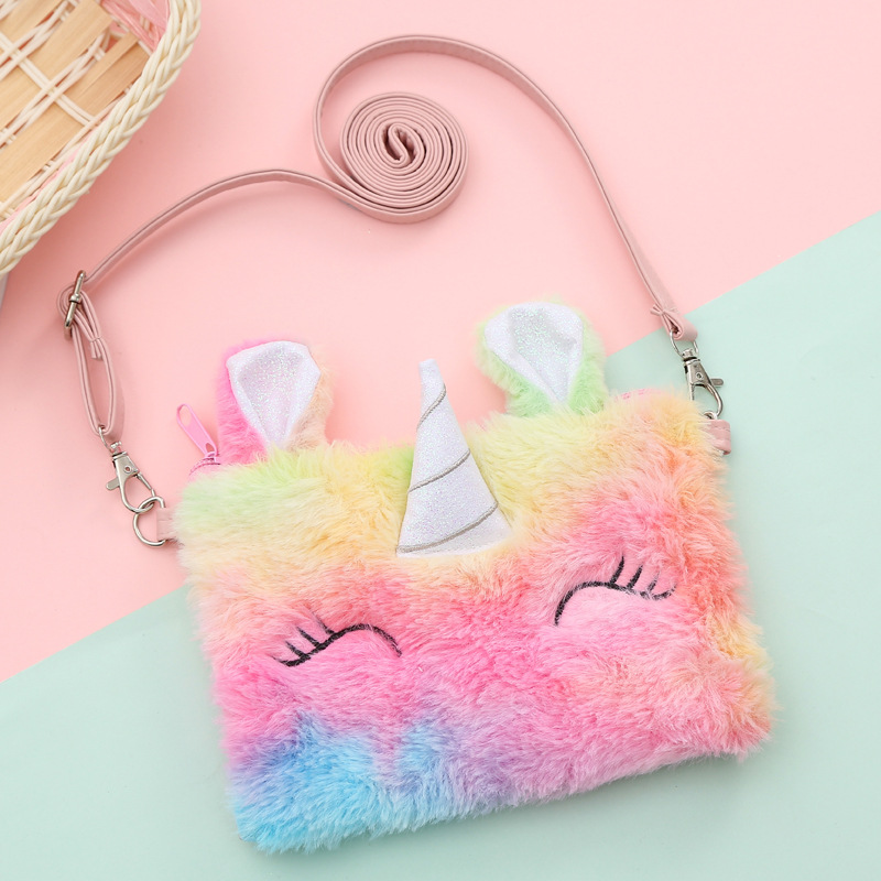 Unicorn Plush Single Shoulder Bag Kids Mini Purse Cartoon 3 Color Adjustable Strap Messenger Bags Children Kindergarten 8 6hh G2, As show 
Unicorn Plush Single Shoulder Bag Kids Mini Purse Cartoon 3 Color Adjustable Strap Messenger Bags Children Kindergarten 8 6hh G2, As show
