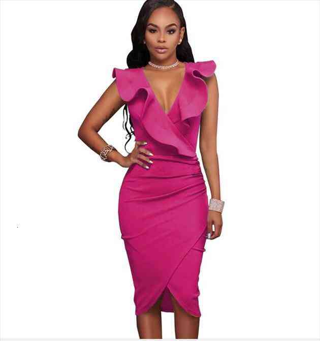 summer sleeveless womens dresses v neck knee length party ladies ruffles bodycon slim midi club vestidos, Black;gray
summer sleeveless womens dresses v neck knee length party ladies ruffles bodycon slim midi club vestidos, Black;gray