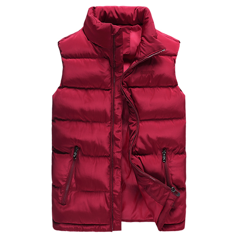 Winter Vest Male Mens Sleeveless Jackets Casual Fashion Cotton Down Waistcoat Coats Autumn Vests Warm Outwear Plus Size 210518
