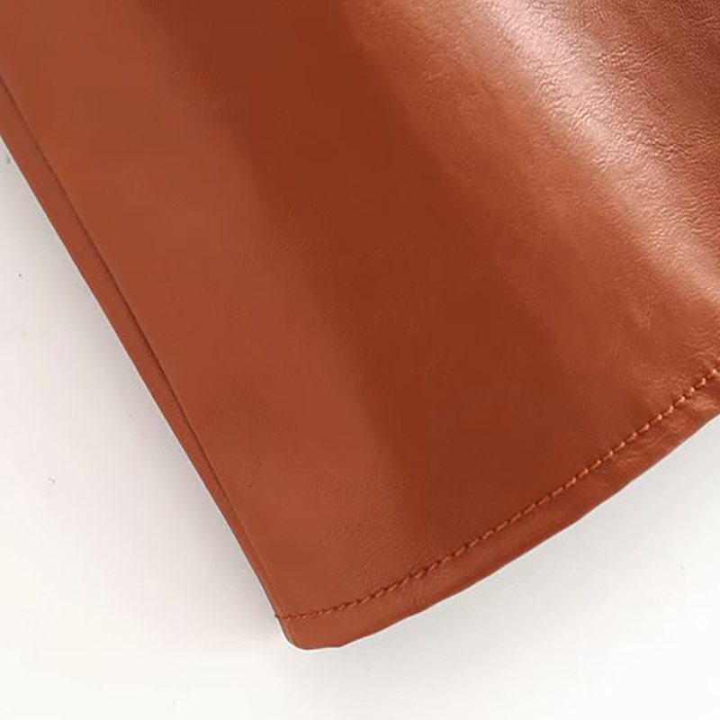 Women Streetwear Solid PU Leather Dress Pleated Short Sleeve Sashes Lady Knee Length Dresses Turn Down Collar Pockets Vestido 210515