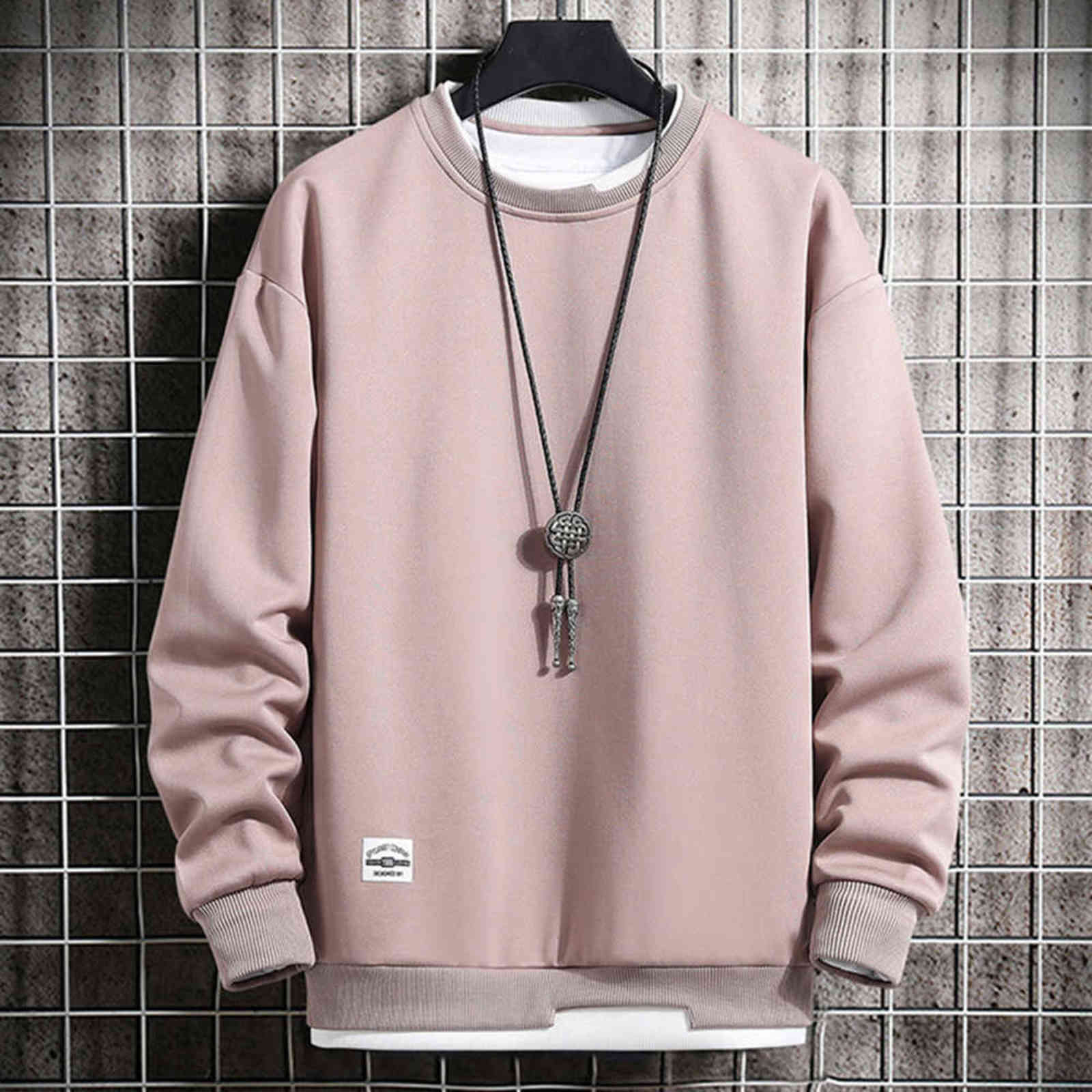 Spring Men Crewneck Sweatshirt Harajuku Oversized Japanese Streetwear Black Hoodie Hip Hop Sweatshirts Hoodies Male Tops 211106
