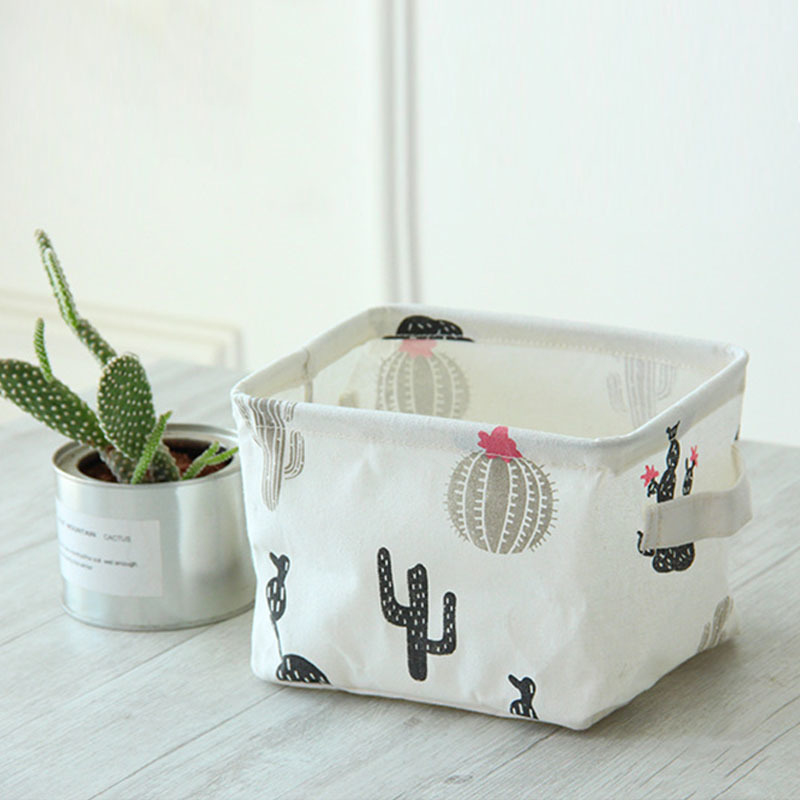 Canvas Home Accessories Desktop Toys Makeup Organizer Coin Storege Bag 20*14*16cm Fabric Storage Basket Sundries Box