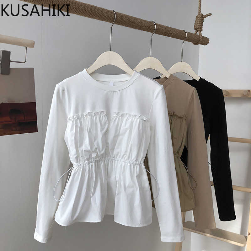 KUSAHIKI Korean Patchwork Drawstring Slim Waist Blouse Shirt Causal Long Sleeve O-neck Women Tops Spring Blusas 6E498 210602, White
KUSAHIKI Korean Patchwork Drawstring Slim Waist Blouse Shirt Causal Long Sleeve O-neck Women Tops Spring Blusas 6E498 210602, White