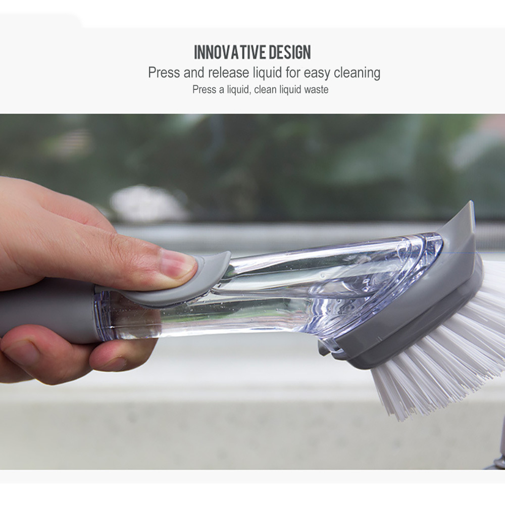 With Refill Liquid Soap Dispenser Scrubber Cleaning Products Washing Cleaning Brush Replaceable Couring Pad Sponge Kitchen Dish