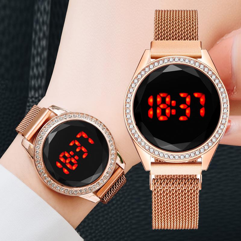 Wristwatches Luxury Digital Red LED Watches For Women Magnetic Stainless Steel Belt Quartz Clock Ladies Wrist Watch Fashion Business, Silver
Wristwatches Luxury Digital Red LED Watches For Women Magnetic Stainless Steel Belt Quartz Clock Ladies Wrist Watch Fashion Business, Silver