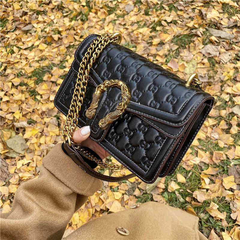 2022 Factory Outlet Bag women's new net red texture small Single Shoulder Messenger chain bag Dionysian tide solid color fashion IR4N