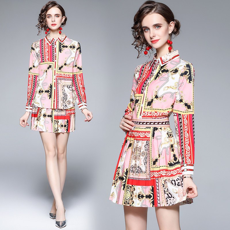 Dropshipping Wholesale Spring Summer Fall Runway 2pcs Women Ladies Sets Retro Vintage Print Collar Long Sleeve Tops Shirt Blouse Short Skirt, White
Dropshipping Wholesale Spring Summer Fall Runway 2pcs Women Ladies Sets Retro Vintage Print Collar Long Sleeve Tops Shirt Blouse Short Skirt, White