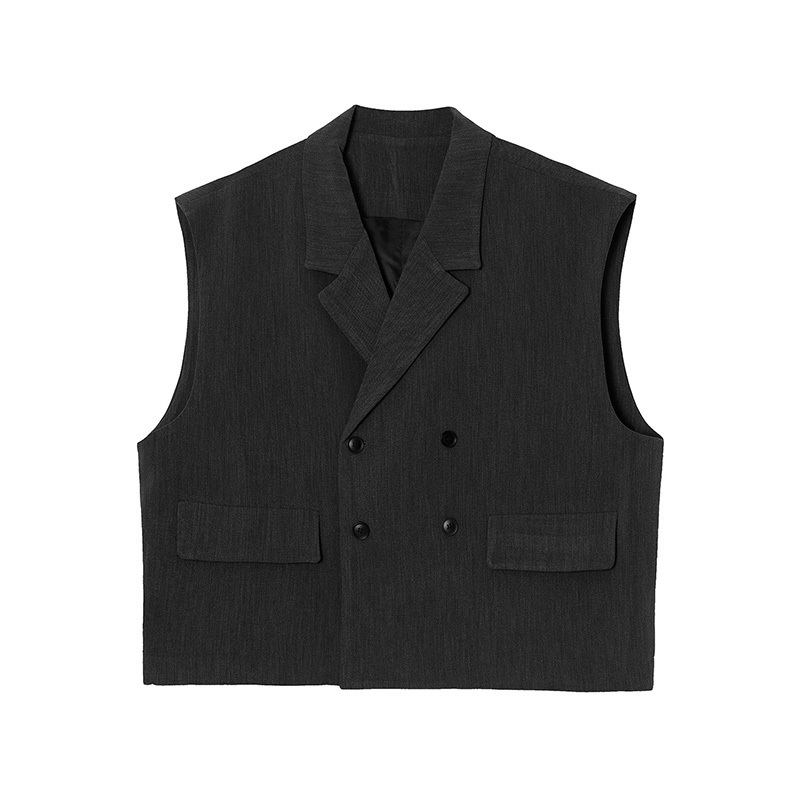 IEFB Men's Clothing Spring Korean Fashion Loose Simple Double Breasted Casual Short Suit Vest Notched Collar Top 9Y5399 210524
