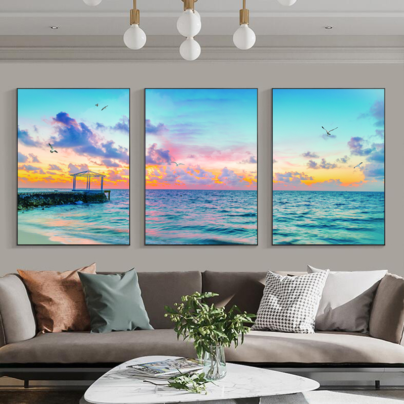 Sea Indoor Decoration Sky Clouds Posters Bridge Canvas Painting Wall Art Pictures For Living Room Modern Home Decor Landscape