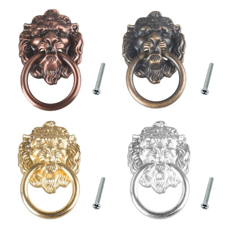 Ancient brass bronze lion's head Shape Simple Gaul Jewelry Chest Box Loading cabinet Handle Pull button Ring 4 color