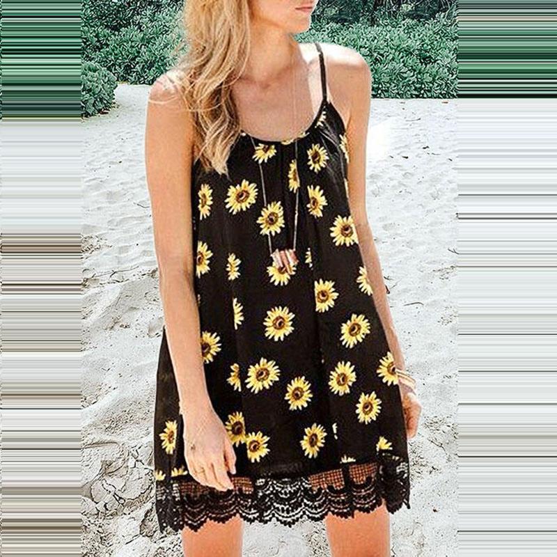 Casual Dresses Women' Sexy Suspender Dress Sunflower Print Lace Stitching Sleeveless Backless Tube Top Dress#g30, Black
Casual Dresses Women' Sexy Suspender Dress Sunflower Print Lace Stitching Sleeveless Backless Tube Top Dress#g30, Black