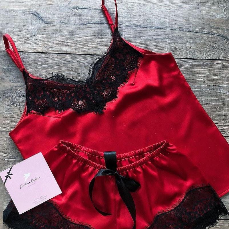 pajamas satin silk bow women sleepwear nightdress lingerie underwear spring summer set 2 piece sleepwears, Black;red
pajamas satin silk bow women sleepwear nightdress lingerie underwear spring summer set 2 piece sleepwears, Black;red