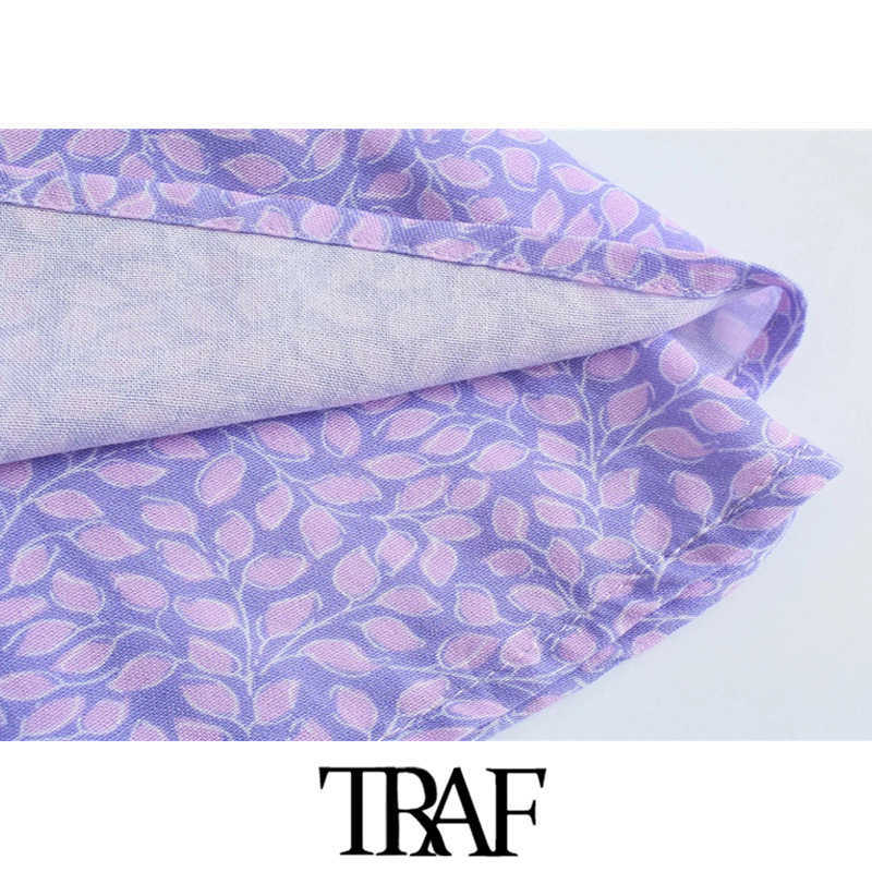 TRAF Women Chic Fashion Side Ties Printed Shorts Skirts Vintage High Waist Back Zipper Female Skort Mujer 210625