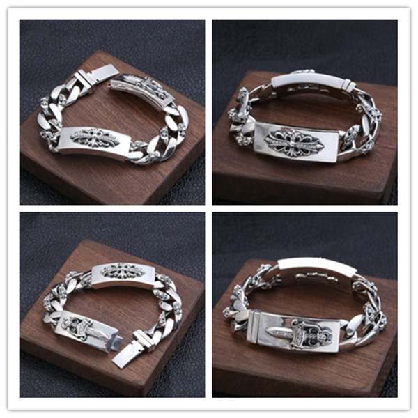 Quality 925 Sterling silver thick crosses link chain men's bracelets American European antique handmade punk gothic designer luxury jewelry accessories
Quality 925 Sterling silver thick crosses link chain men's bracelets American European antique handmade punk gothic designer luxury jewelry accessories