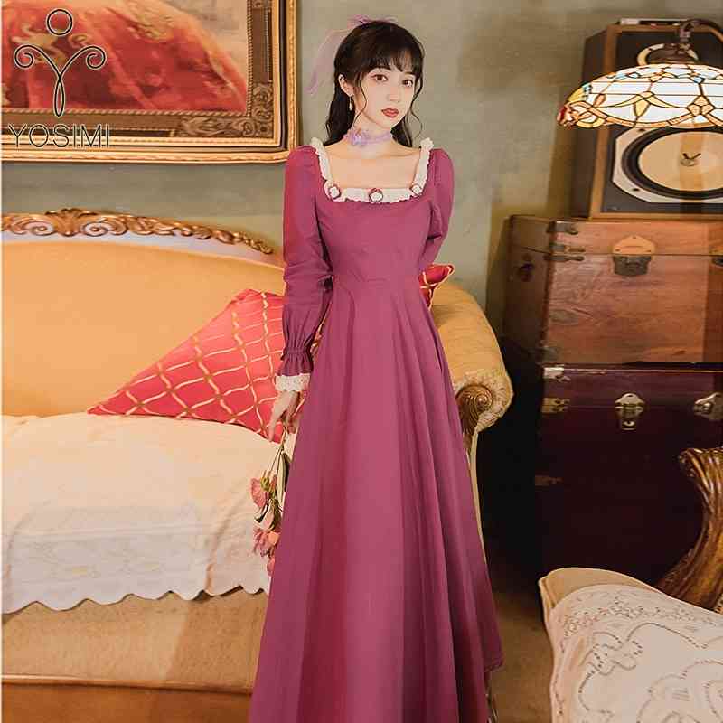YOSIMI Women Dress Autumn Vintage Lyocell Long Sleeve Fit and Flare Polyester Square Collar Appliques Pink Midi 210604, Watermelon red
YOSIMI Women Dress Autumn Vintage Lyocell Long Sleeve Fit and Flare Polyester Square Collar Appliques Pink Midi 210604, Watermelon red