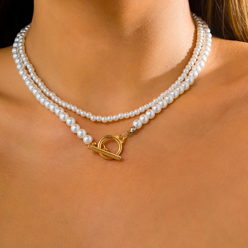 Chokers Lacteo Fashion Multi Layer Imitation Pearl Necklaces Vintage OT Buckle Collar Clavicle Chain Choker Necklace Jewelry For Women
Chokers Lacteo Fashion Multi Layer Imitation Pearl Necklaces Vintage OT Buckle Collar Clavicle Chain Choker Necklace Jewelry For Women