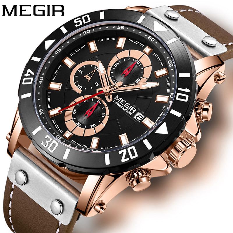 Wristwatches 2021 Megir Men's Watches Male Leather Automatic Date Quartz Watch Mens Waterproof Sport Clock Relogio Masculino, Black
Wristwatches 2021 Megir Men's Watches Male Leather Automatic Date Quartz Watch Mens Waterproof Sport Clock Relogio Masculino, Black