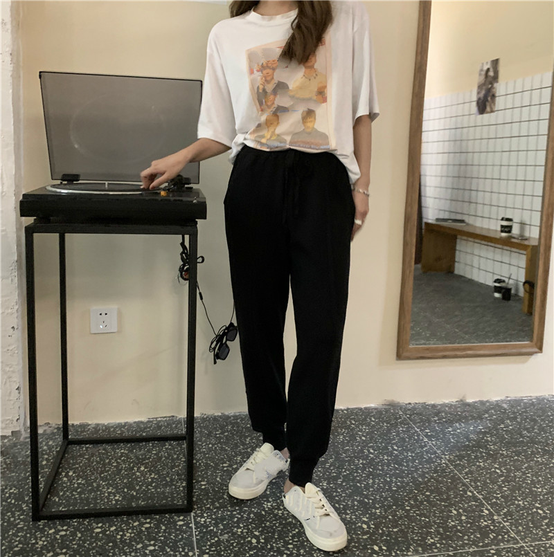 Nomikuma Knitted Harem Pants Autumn Lace Up Stretch High Waist Women Trousers New Solid Causal Long Pants Femme 6C302 210427