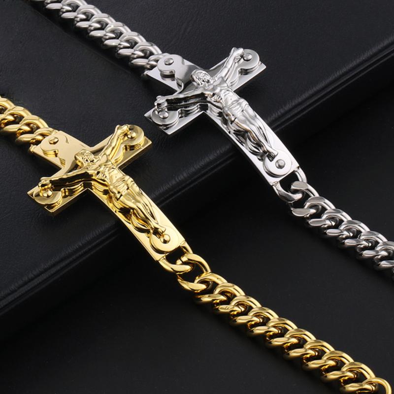Mens Chain Bracelet Crucifix Jesus Cross Link Gold Color Stainless Steel Religious Jewelry High Quality Gift For Men SL004 Link,
Mens Chain Bracelet Crucifix Jesus Cross Link Gold Color Stainless Steel Religious Jewelry High Quality Gift For Men SL004 Link,